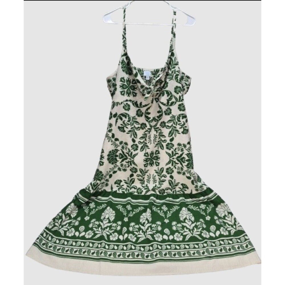 Time And True Womens Green And White Dress Size XXL (20) With Spaghetti Straps